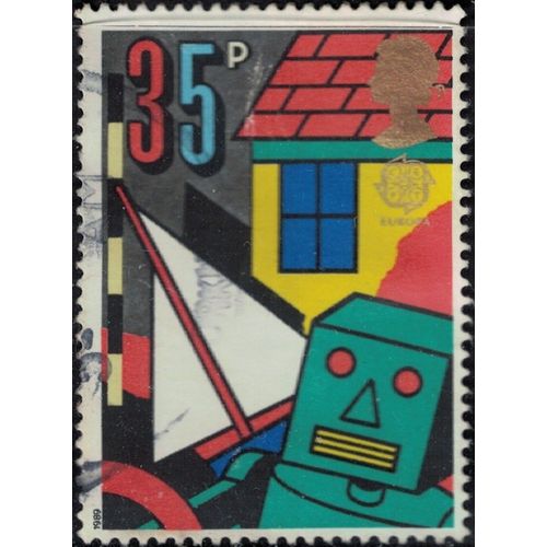 Royaume Uni 1989 Oblitéré Used Robot Bateau Et Maison De Poupée Jeux D'enfants Y&t Gb 1383 Su