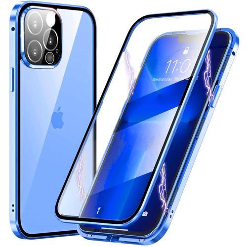 Coque Iphone 13 Pro Max (6,68'') Magnetique Verre Trempe Integre Protection 360 Degres Anti-Choc Performance Bleu