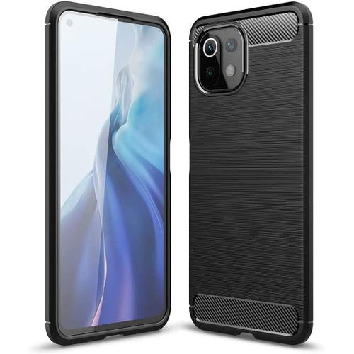 Coque Xiaomi 11 Lite 5g (6,55'') Silicone Anti Choc Traits Acier Design Tpu Protection Renforcee Noir