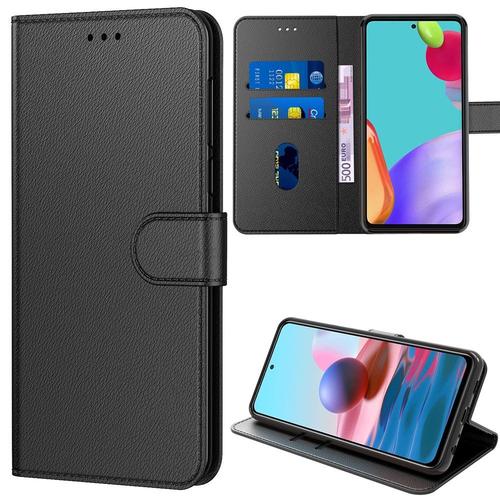 Coque Redmi Note 10s (6.49'') Effet Cuir Noir Anti Choc Protection Renforcee Noir