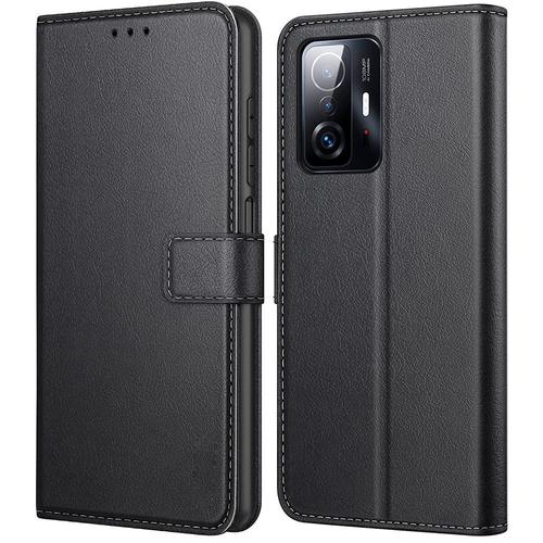 Coque Xiaomi 11t 5g (6.6'') Effet Cuir Solide Design Elegant Fermeture Magnetique Noir