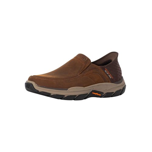 Chaussures Skechers Baskets En Cuir Respected Elgin Coupe Enfiler Marron