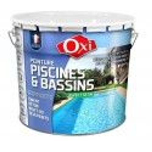 Peinture spécial piscine bassin extérieur bleu satin 10L OXI embellir rénover