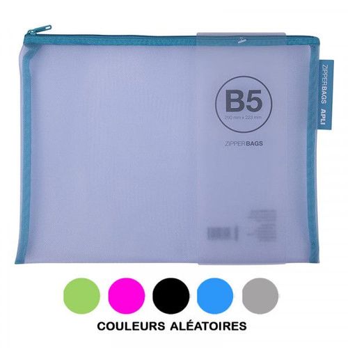 Pochette Protège Document En Nylon B5 290x223mm Assortiment Couleur Apli Zipper Bags