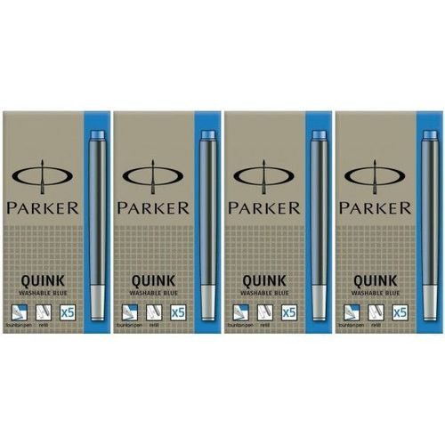 Lot De 4 Boîtes De 5 Cartouches D'encre Bleue Parker