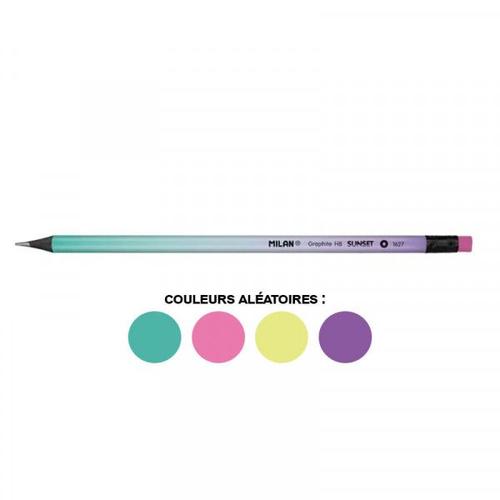 Crayon Graphite Hb Avec Embout Gomme Coloris Pastel Milan