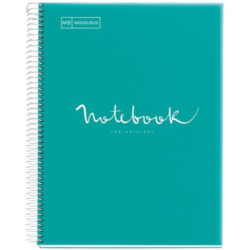 Cahier - A4 (21x29,7cm) - Petits Carreaux - 80 Pages - Couverture En Polypro Turquoise - À Spirale - Notebook Miquelrius
