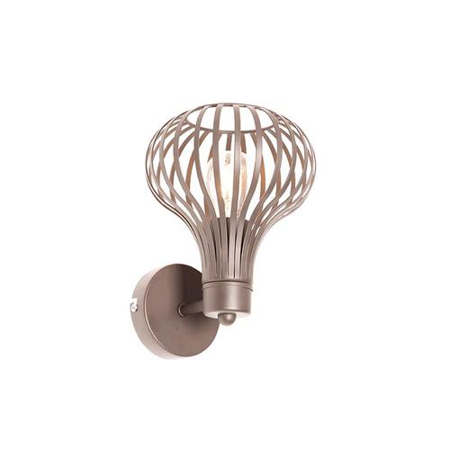 Qazqa Moderne Moderne Wandlamp Bruin - Frances Aluminium Marron Rond / Luminaire / Lumiere / Éclairage / Intérieur / Salon / Cuisine Max. X Watt