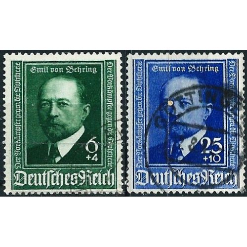 Allemagne, 3ème Reich 1940, Beaux Timbres Yvert 684 Et 685, Cinquantenaire De La Découverte Du Sérum Anti Diphtérique Par Emil Von Behring, Oblitérés, Tbe