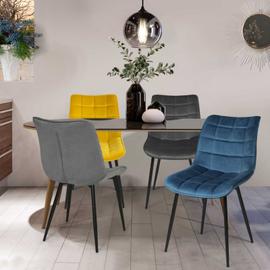 ML-Design - Lot 4 chaises salle à manger salon noir en velours