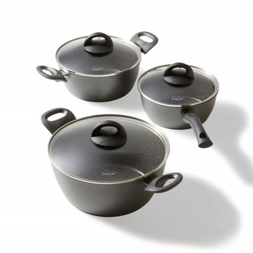 Stoneline® Batterie De Cuisine, 6 Pcs, Avec Couvercles En Verre
