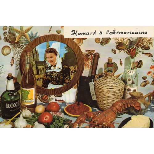 Carte Postale Xx Eme Siecle- Recette N° 121 - Le Homard A L'armoricaine- Non Ecrite - Cliche Appollot - Grasse - Editions Lyna- Paris- Cachet Du Site De La Pointe Du Raz