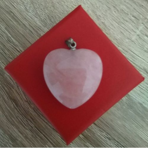 Pendentif Coeur Quartz Rose