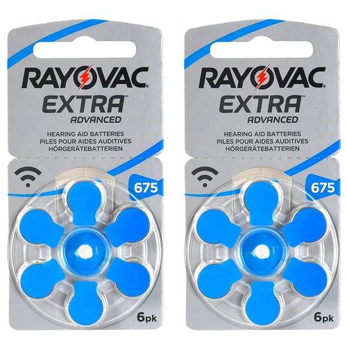 RAYOVAC Lot de 2 Blisters de 6 piles auditives Extra Advanced 675