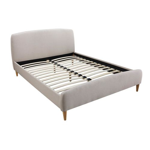 Lit Scandinave 160 X 200cm Tissu Beige Niels