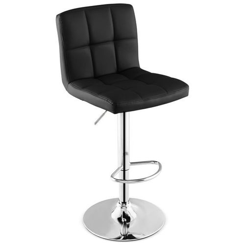 Costway Tabouret De Bar En Cuir Pu, Hauteur Du Siège Réglable 65-85 Cm Dossier Surélevé Base En Métal Antidérapant, Noir