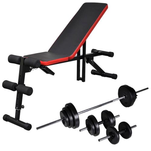 Banc De Musculation D'entraînement Réglable Avec Jeu D'haltères 30,5 Kg Helloshop26 02_0000026