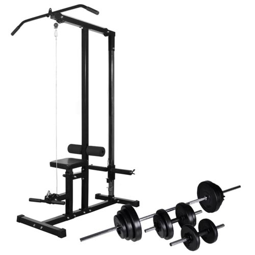 Tour De Musculation Avec Jeu D'haltères Et Poids 30,5 Kg Sport Fitness Noir Helloshop26 02_0000041