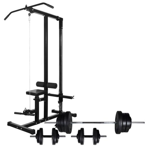 Tour De Musculation Avec Jeu D'haltères Et Poids 60,5 Kg Sport Fitness Noir Helloshop26 02_0000042