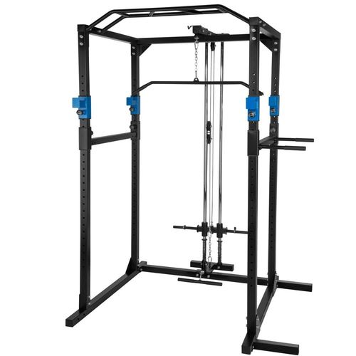 Cage De Musculation Acier Rack De Musculation Station De Fitness Noir/Bleu Helloshop26 08_0000428