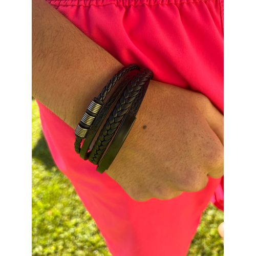 Bracelet Cuir Et Alliage Acier Pour Homme