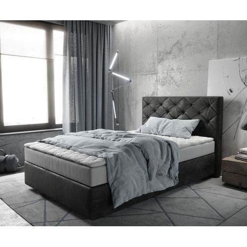 Lit ? Sommier Tapissier Dream-Great Microfibre Anthracite Vintage 120x200 Avec Matelas Et Surmatelas