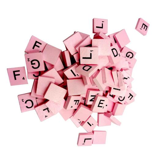 100 Pcs Tuiles En Bois Lettres Puzzle Alphabets Loisir Créatif Scrapbooking Rose