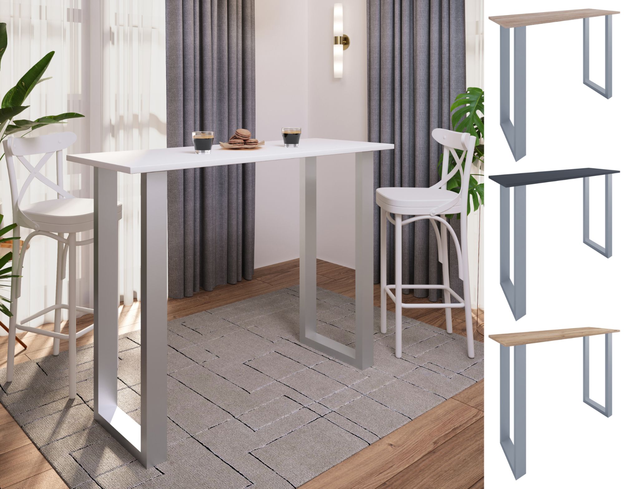 VCM Premium Bois Alu Bar Table de bar Table de bistrot Table de bar...