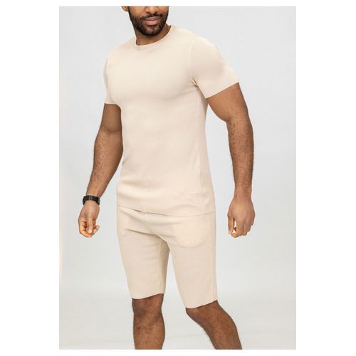 Ensemble Short,Tshirt Beige Homme