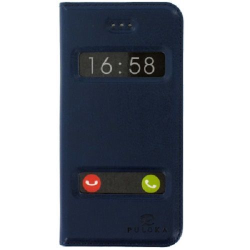Etui Folio Serie Magnet Puloka Avec Double Fenetre Pour Apple Iphone 6 Bleu