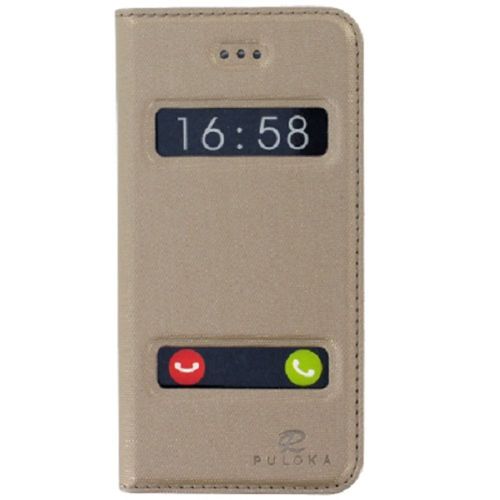Etui Folio Serie Magnet Puloka Avec Double Fenetre Pour Apple Iphone 6 Or