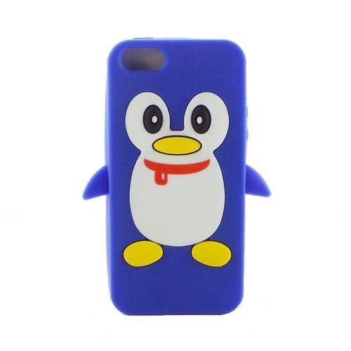 Coque Silicone Pingouin Pour Iphone 5 5s Se Ancienne Generation Bleu Fonce