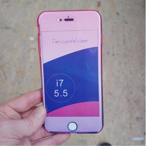 Coque Silicone Tpu Integrale 360 Avant Arriere Iphone 6 Plus 6s Plus Violet Rose