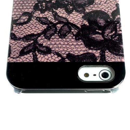 Coque Rigide Celly Modele Glamme Dentelle Pour Iphone 5 / 5s / Se Rose Noir