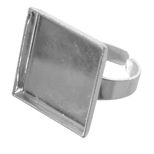 Bague Carree Creuse 20x20 Mm Argent