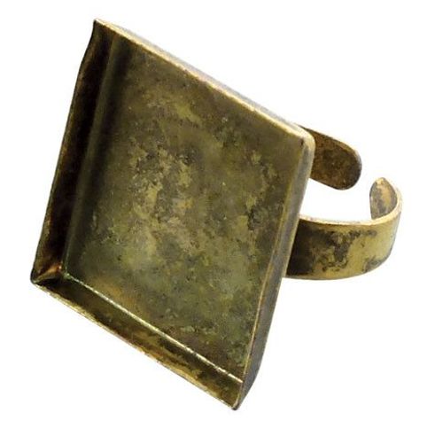 Bague Carree Creuse 20x20 Mm Vieil Or