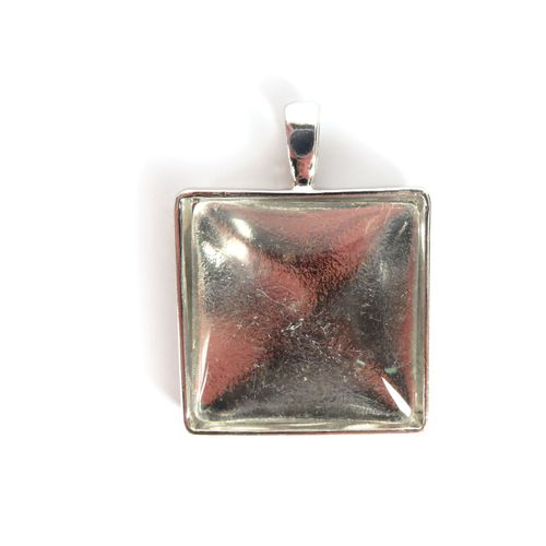 Pendentif A Decorer Carre Argent 28mm + Cabochon