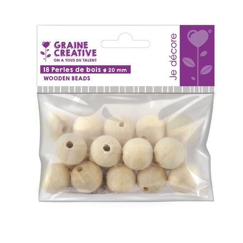 Sachet 18 Perles De Bois Ø 20 Mm