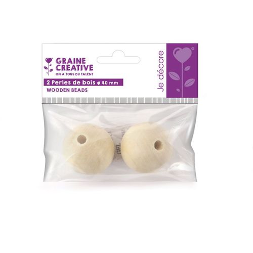 Sachet 2 Perles De Bois Ø 40 Mm