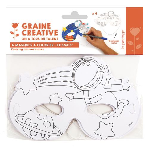 Sachet 6 Masques A Colorier - Cosmos