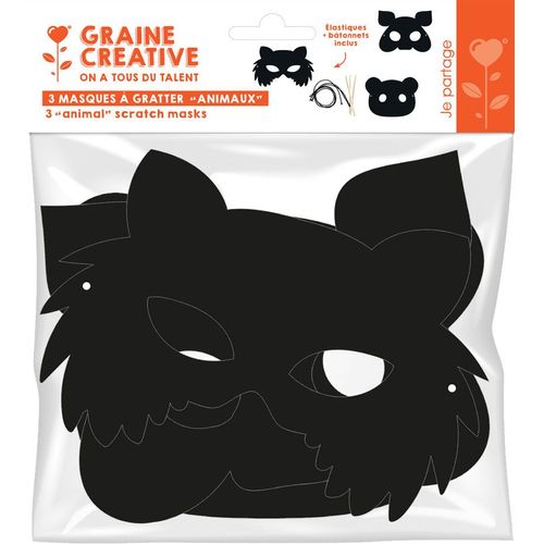 Sachet De 3 Masques A Gratter Animaux 2