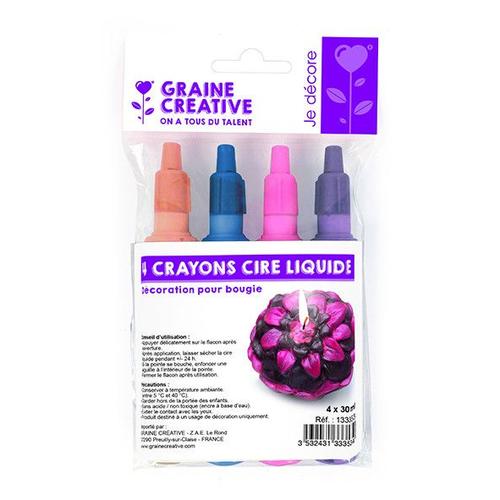 Lot 4 Crayons 30 Ml Pour Bougie Bleu Orange Rose Violet