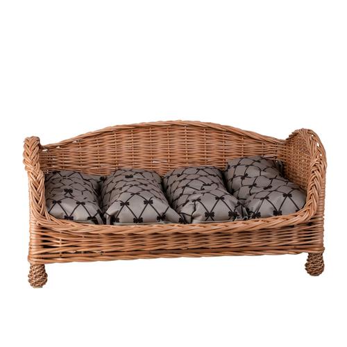 Canapé - Panier Pour Chien En Osier Avec Coussin Beige