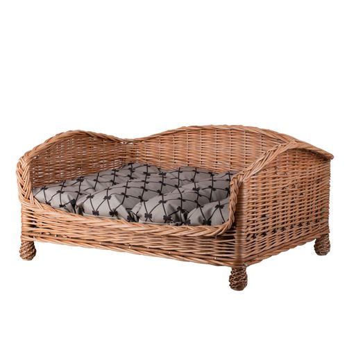 Canapé - Panier Pour Chien En Osier Avec Coussin Beige S