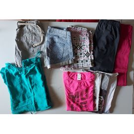 Lot Vêtements Fille - 14 Ans - Eté - 1 Pantalon, 1 Legging, 2 Short, 1 Brmuda, 1 Combipantalon, 4 Tee-Shirt