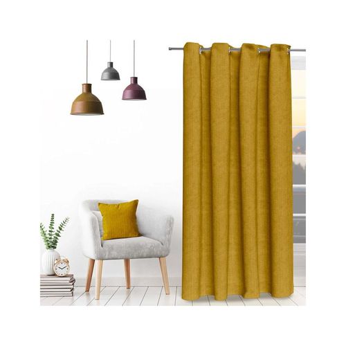Rideau Oeillets En Velours Velvet Ocre, Par Soleil D'ocre