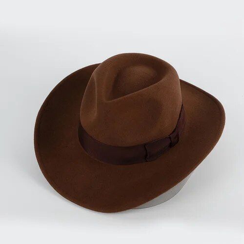 Chapeau De Cowboy Unisexe En Laine Feutrée À Large Bande,Chapeaux Fedora Pour Hommes,X4008