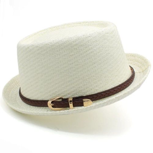 Chapeau De Paille Classique Pour Hommes Et Femmes,Fedora,Chapeau De Soleil,Casquettes Trilby,Canotier D'été,Plage,Voyage En Plein Air,Fête,Taille Us 7 1/4 Uk L
