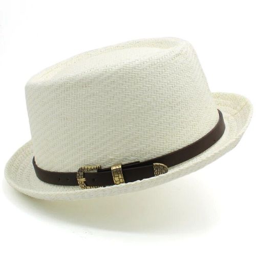 Chapeau De Paille Classique Pour Hommes Et Femmes,Fedora,Chapeau De Soleil,Casquettes Trilby,Canotier D'été,Plage,Voyage En Plein Air,Fête,Taille Us 7 1/4 Uk L