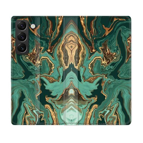 Housse Cuir Portefeuille Pour Samsung Galaxy S22 Plus Texture Marbre Vert